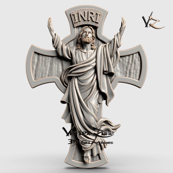 Jesus, 3D STL Model for Cnc users, CNC Router Engraver, V-Carve, Artcam, Vetric, CNC files, Wood, Art, Wall Decor