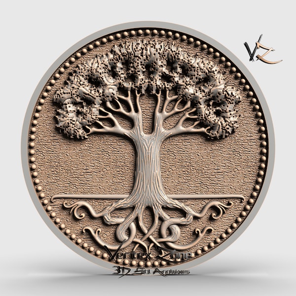 Tree of Life, 3D STL Model for Cnc users, CNC Router Engraver, V-Carve, Artcam, Vetric, CNC files, Wood, Art, Wall Decor