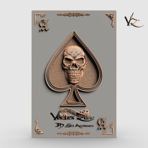 Ace of Spades, Modelo 3D STL para usuarios de Cnc, Grabador de enrutador CNC, V-Carve, Artcam, Vetric, Archivos CNC, Madera, Arte, Decoración de pared