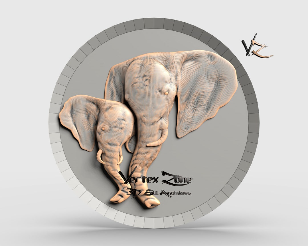 Elephants, 3D STL Model for Cnc Users, CNC Router Engraver, V-carve ...