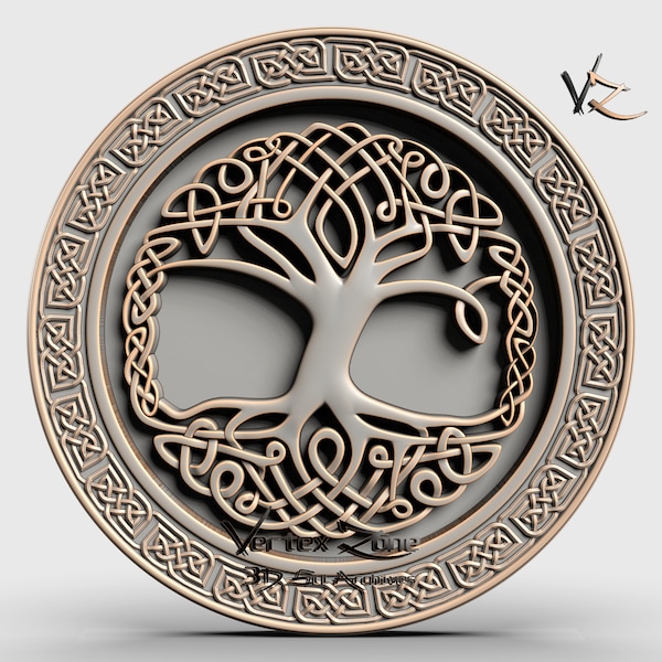 Tree of Life Celtic,  3D STL Model for Cnc users, CNC Router Engraver, V-Carve, Artcam, Vetric, CNC files, Wood, Art, Wall Decor