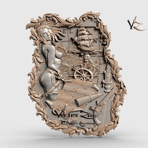 Style de vie de pirate, modèle 3D STL pour les utilisateurs de CNC, graveur de routeur CNC, V-Carve, Artcam, Vetric, fichiers CNC, bois, art, décoration murale