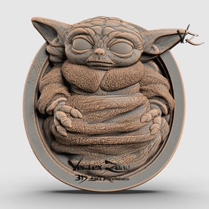 Baby Yoda,3D STL Model for Cnc users, CNC Router Engraver, V-Carve, Artcam, Vetric, CNC files, Wood, Art, Wall Decor