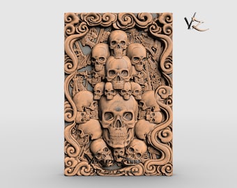 Hr Giger Skulls, 3D STL Model for Cnc users, CNC Router Engraver, V-Carve, Artcam, Vetric, CNC files, Wood, Art, Wall Decor