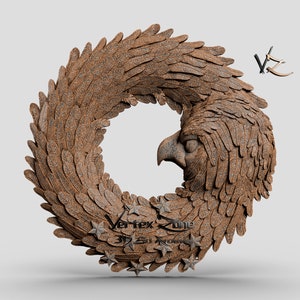 Eagle Wreath, 3D STL Model for Cnc users, CNC Router Engraver, V-Carve, Artcam, Vetric, CNC files, Wood, Art, Wall Decor