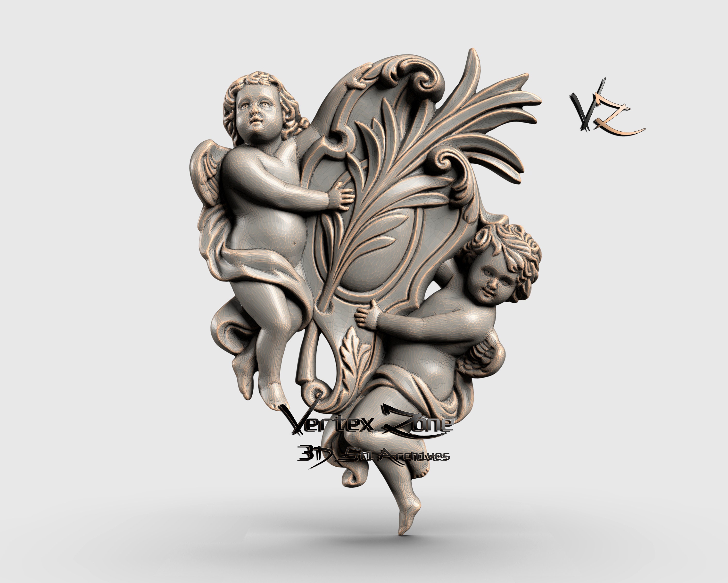 Angels, 3D STL Model for Cnc users, CNC Router Engraver, V-Carve, Artcam, Vetric, CNC files, Wood, Art, Wall Decor