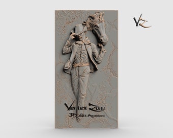 Cowboy Man, 3D STL Model for Cnc users, CNC Router Engraver, V-Carve, Artcam, Vetric, CNC files, Wood, Art, Wall Decor