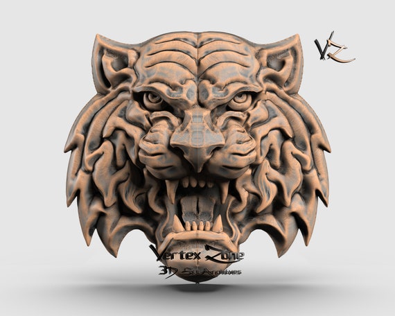 5+ 3d stl tiger bas relief models for CNC Routers, 3D Printer