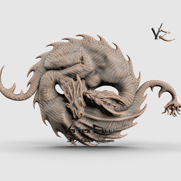 Dragons, 3D STL Model for Cnc users, CNC Router Engraver, V-Carve, Artcam, Vetric, CNC files, Wood, Art, Wall Decor