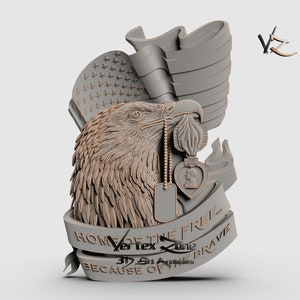 Home of the Free, 3D STL Model for Cnc users, CNC Router Engraver, V-Carve, Artcam, Vetric, CNC files, Wood, Art, Wall Decor