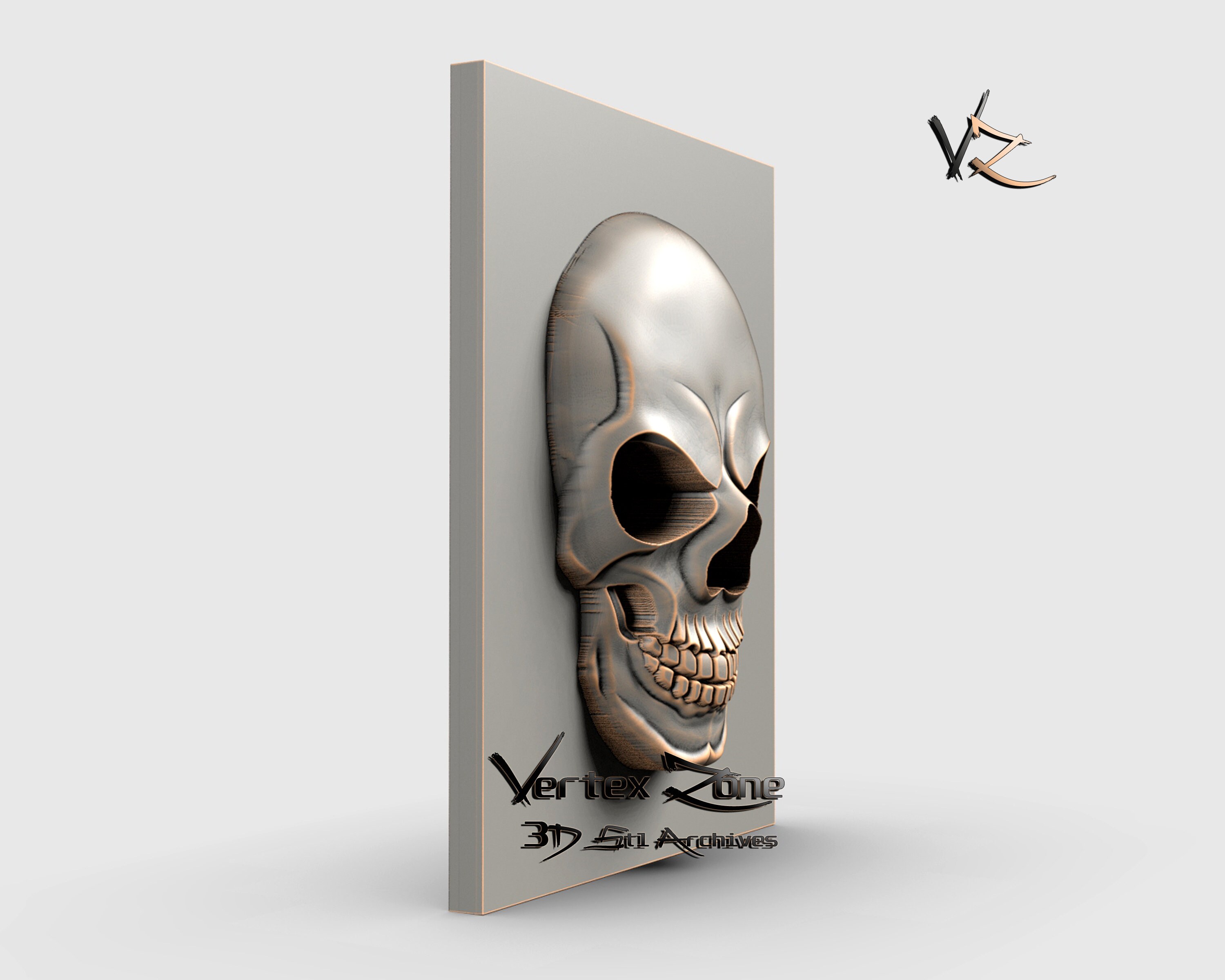 Skull in Victorian Frame, 3D STL Model, CNC Router Engraver
