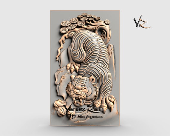 Tiger 3d STL Model for CNC Router Artcam Vetric Engraver 