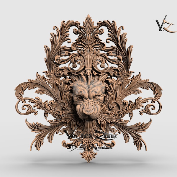 Lion, 3D STL Model for Cnc users, CNC Router Engraver, V-Carve, Artcam, Vetric, CNC files, Wood, Art, Wall Decor