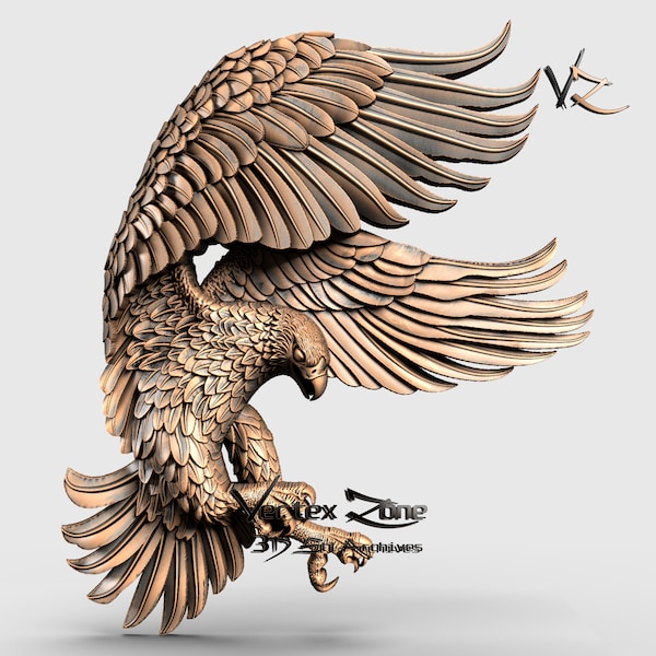 Eagle, 3D STL Model for Cnc users, CNC Router Engraver, V-Carve, Artcam, Vetric, CNC files, Wood, Art, Wall Decor