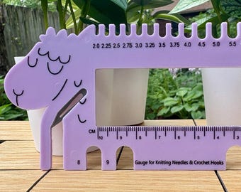 Sheep Knitting Needle Gauge, Crochet Hook Sizer, Yarn Cutter & Ruler