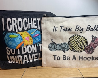 Zipper Canvas Project Pouches for Knitters & Crocheters