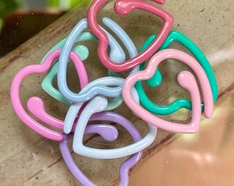 Heart Split-Ring Stitch Markers: Knitting & Crochet, Assorted Colors