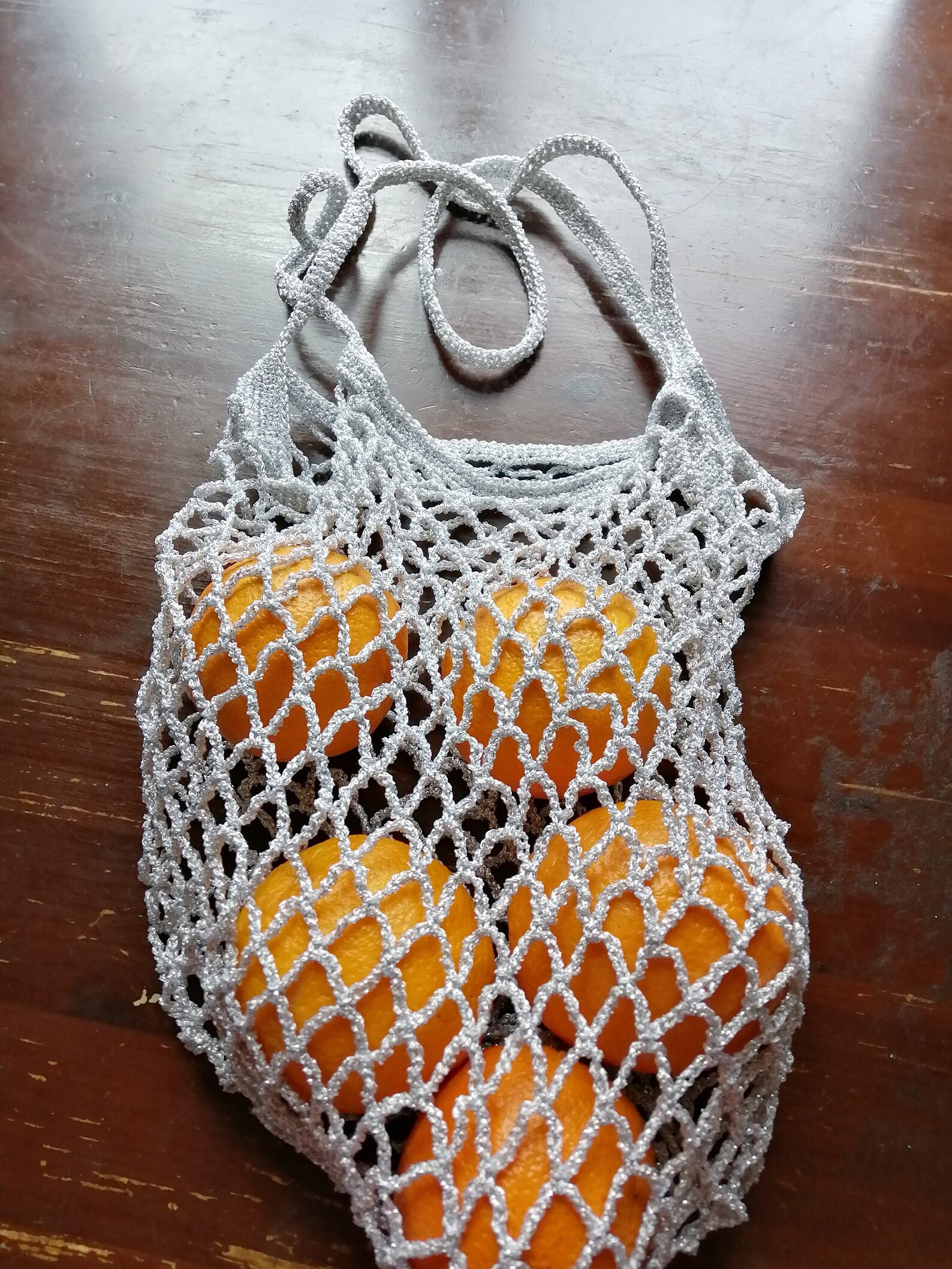Crochet drawstring net bag Knitted Mesh Bag for Groceries Etsy