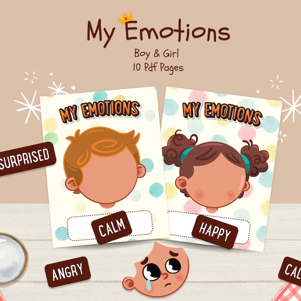 Toddler Emotion Activity Set - Boy and Girl Versions Autism Activities Printable Emotions Activities Montessori Materials