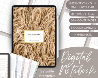 Digitaal notitieboek met hyperlinks, 20+ paginastijlen, dagboek (digitale download)