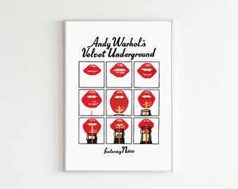 Andy Warhol Banana Poster - Velvet Underground - Red Lips - Cola - Rétrospective Pop Art Print - Téléchargement numérique
