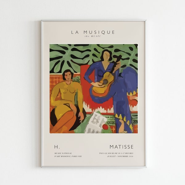 Henri Matisse Exhibition Poster, La Musique, Printable Wall Art, Matisse Poster, Abstract Art Print, Digital Download