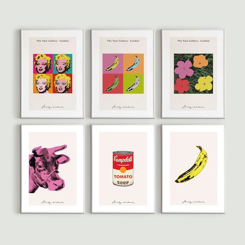 Andy Warhol Set of 6 Prints, Pop Art Poster, Vintage Bundle of 6, Gallery Wall Art, Modern Business, Printable Wall Art