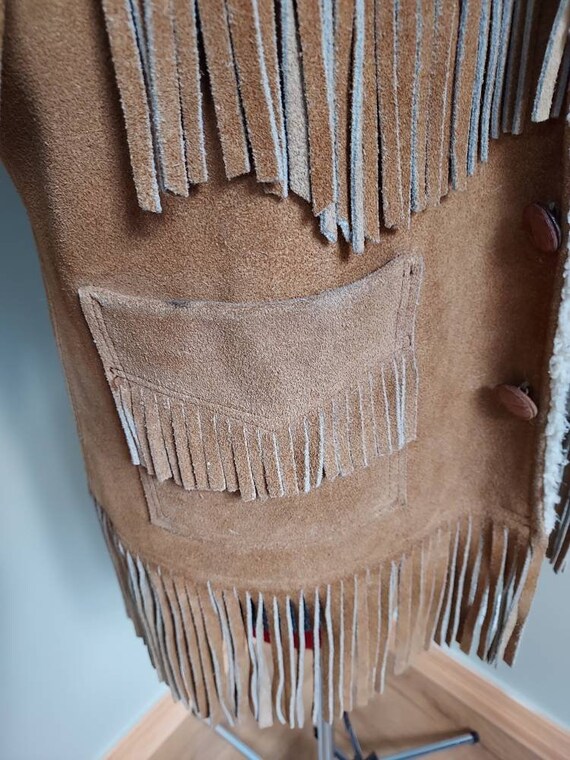 Amazing custom made shearling lined suede fringed… - image 7