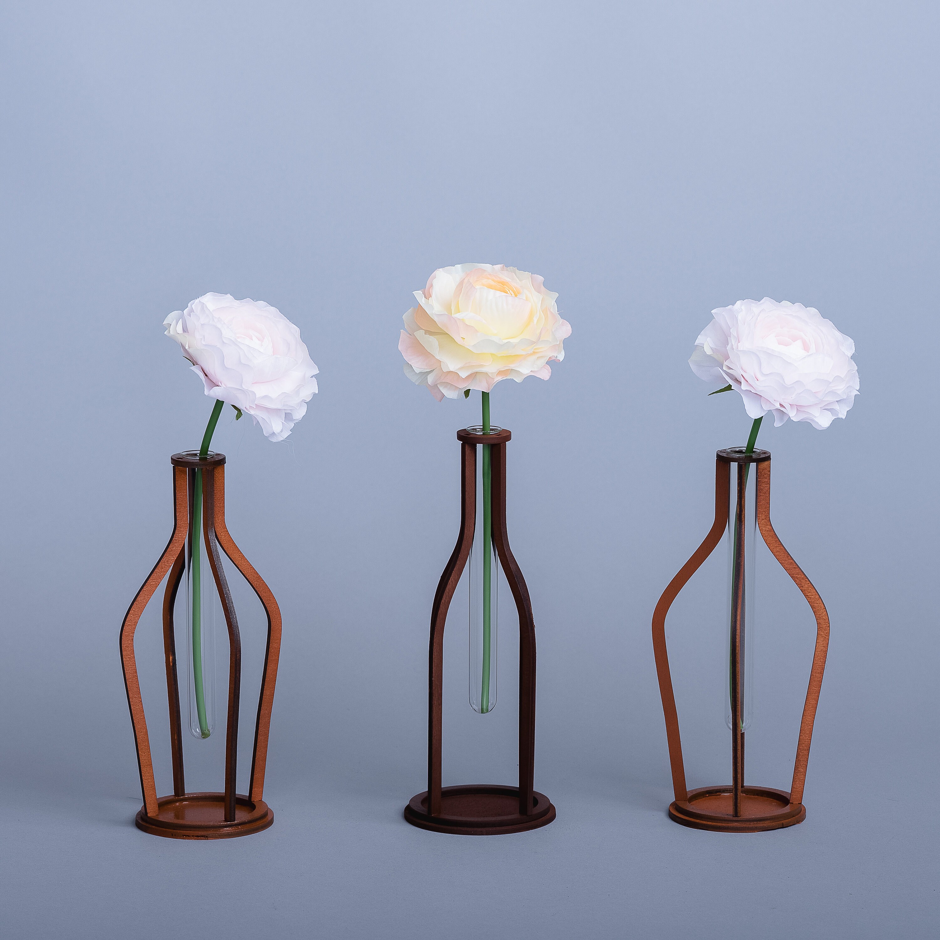 Wooden Flower Vase Set of 3 Etsy