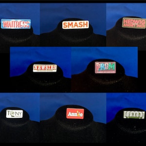 Broadway inspired logo pins 2 - Waitress, Smash, Hedwig and the Angry Inch, Newsies, The Prom, Tony Awards, Annie, and Beetlejuice