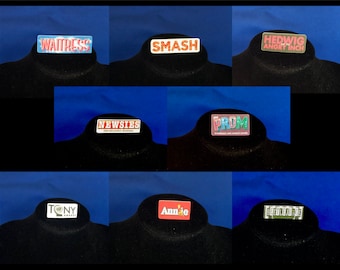 Broadway inspired logo pins 2 - Waitress, Smash, Hedwig and the Angry Inch, Newsies, The Prom, Tony Awards, Annie, and Beetlejuice