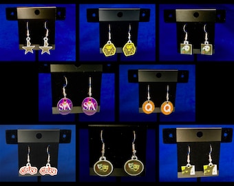 Broadway/Musical inspired logo earrings 1 - Hamilton, Phantom, Wicked, Six, Grease, Avenue Q, Lion King, etc.)