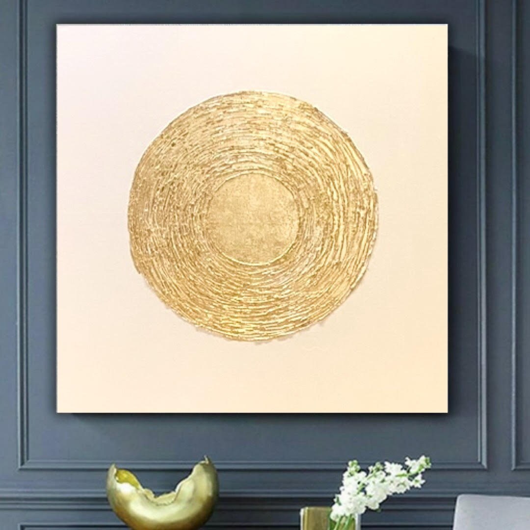 Abstract Gold Leaf Painting on Canvas Etsy