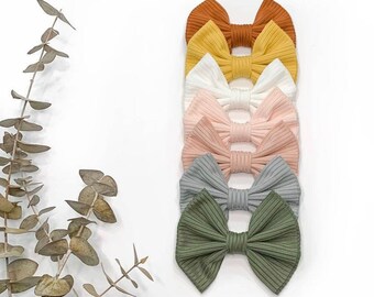 Ribbed hair bows, knit hair bows, headband bows, fall hair bows for girls, large bows
