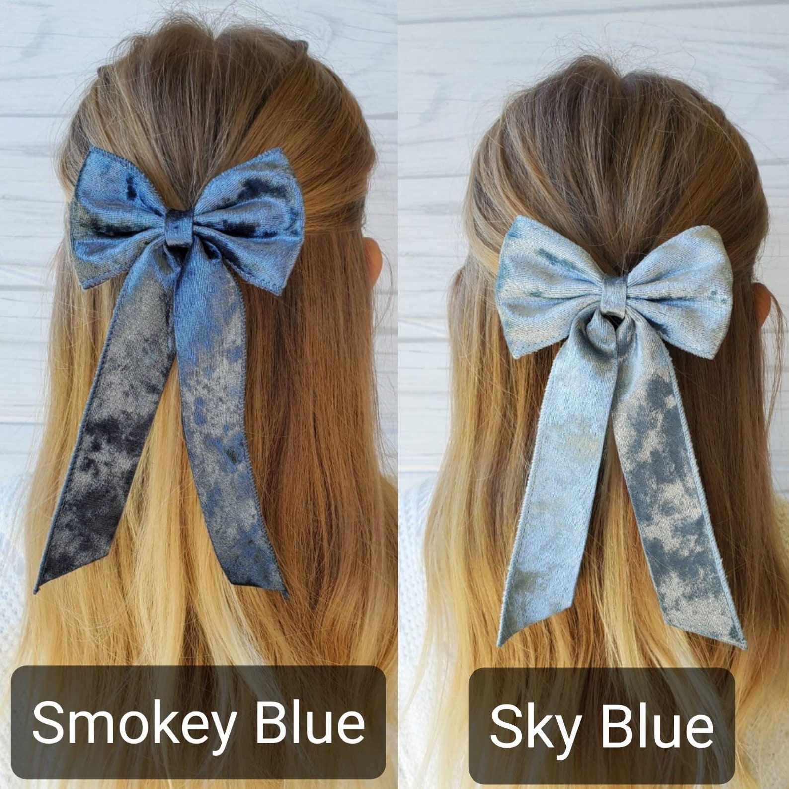 Velvet Hair Bow With Long Tails Clip Bow Etsy