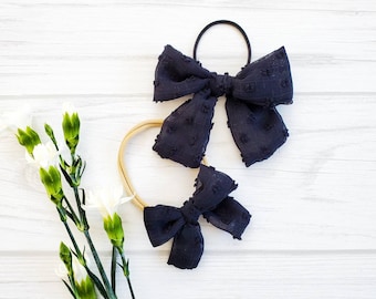 Black hair bow for girls, petit bows, oversize bow