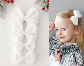 White Fur Hair Bow - Etsy White Fur Hair Bow - Etsy