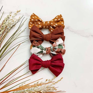 Herbst Haarschleifen für Mädchen, Haarband Schleifen, Zöpfe Clips, Petit Bows, Stoff Haarschleifen, Herbst schleifen