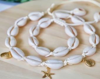 Ensemble de bracelets ras du cou en coquillages cauris, bijoux bohème océan réglables