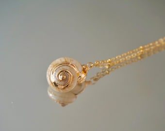 Collier à pendentif coquillage naturel, acier inoxydable plaqué or, bijoux bohèmes