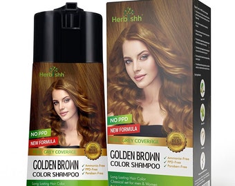 Golden Brown PPD free Enriched Color Shampoo Hair Dye Formula (400ml)