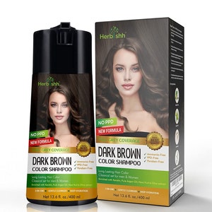 Dark Brown Enriched Color Shampoo hair dye shampoo PPD Free Hair Dye Formula 400ml image 1