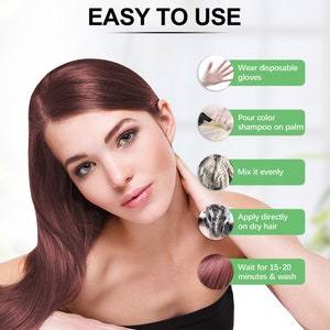 Haarfarben-Shampoo für graues Haar Natürliches Haarfärbe-Shampoo färbt das Haar in Minuten hält bis zu 3-4 Wochen 500 ML 3-in-1 Haarfarbe TRAUBENROT Bild 4