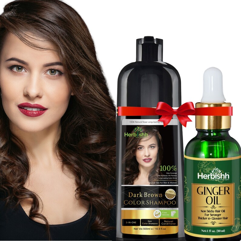 Buy 1pc Herbishh Dark Brown Hair Color Shampoo For Gray Hair Etsy
