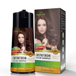 Chestnut Brown hair dye Enriched Color Shampoo PPD Free Hair Dye Formula 400ml image 1