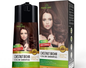 Chestnut Brown hair dye Enriched Color Shampoo PPD Free Hair Dye Formula (400ml)