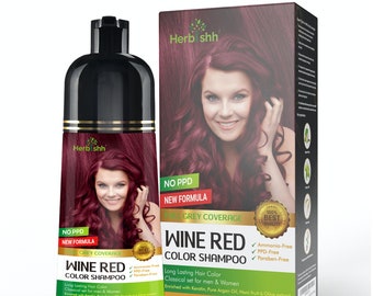 Hair Color Shampoo for Gray Hair–Natural Hair Dye Shampoo–Colors Hair in Minutes–Lasts UpTo 3-4 Weeks–500 ML–3-In-1 Hair Color (WINE RED)