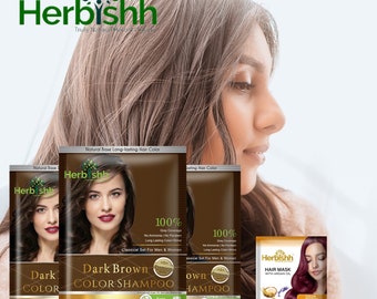 Dark Brown Hair Color Shampoo: Gray Coverage, Argan Mask, Travel Pack (10x30ml)