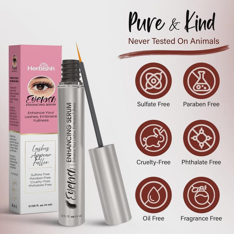 Herbishh Eyelash Enhancing Serum, Longer Thicker Lashes, Nourishing Growth Care image 4
