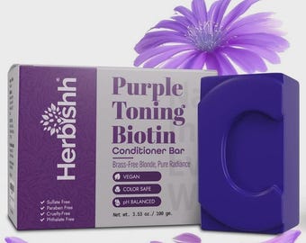 Barre revitalisante tonifiante à la biotine Herbishh pour cheveux blonds argentés (3,53 oz)